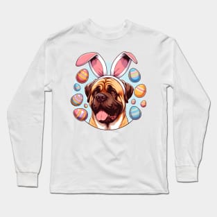 Mastiff's Easter Celebration with Bunny Ears Delight Long Sleeve T-Shirt